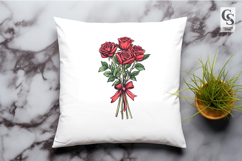 Red Rose Bouquet Floral Clipart Sublimation PNG Product Image 3