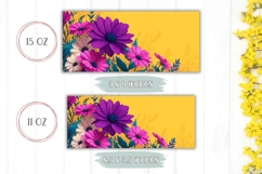 Purple Flowers Mug Template, Yellow Mug Sublimation Design Product Image 2