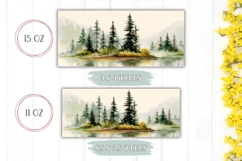 Watercolor Lake Mug Wrap Design, Forest Mug Template Product Image 2