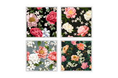 Peony &amp; Jasmine Flower Digital Paper | Flower Pattern Product Image 2