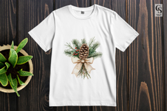 Pinecone Bow Watercolor Clipart Sublimation PNG Product Image 2