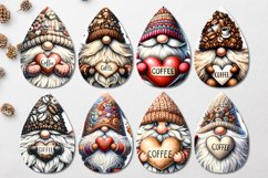 Coffee Gnome | 8 Teardrop earring Sublimation designs, PNG Product Image 2