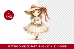 spring png watercolor clipart - girl Product Image 1
