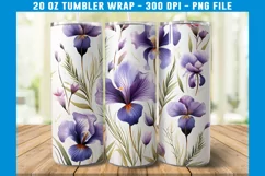 Iris Floral Tumbler Wrap | Floral Tumbler Sublimation Product Image 2