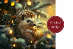 Winter Hedgehog Tumbler Wrap, Christmas Tumbler Sublimation Product Image 2