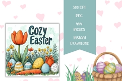 Cartoon Tulips Square Coaster, Easter Flowers Square Coaster Product Image 2