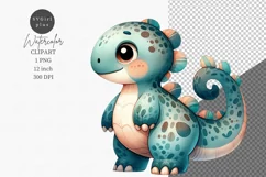 Friendly dinosaur, Dino clipart, Watercolor clipart, Product Image 1