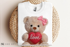 Cute Teddy Bear Holding A Love Heart Sublimation PNG Product Image 3