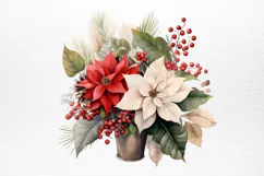 Christmas Flower Bouquet Clipart PNG Product Image 2
