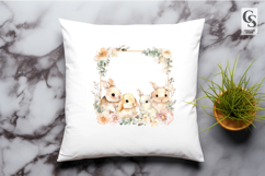 Watercolor Bunny Floral Wreath Clipart Sublimation PNG Product Image 3