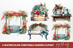 Watercolor Christmas Garden Clipart Product Image 1