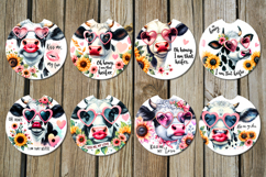 Cow &amp; flowers | 8 Sublimation car coaster &amp; key chain Product Image 2