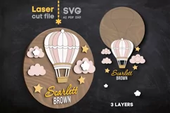 Air balloon Baby Name Sign SVG Laser cut file for Glowforge Product Image 2