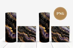 Black Marble Tumbler Sublimation, Glitter Tumbler Designs Product Image 2
