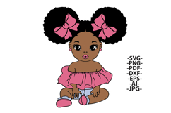 Black Baby Girl SVG Afro Puffs Pink Bows | 5 glitters collor Product Image 2