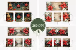 Christmas Poinsettia Mug Wrap, Christmas Mug Design Product Image 2