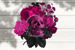 Gothic skulls with flowers | Sublimation clipart bundle, PNG Product Image 4