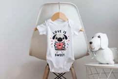 Love is sweet, cute pug Sublimation PNG. Valentine's day. Product Image 2