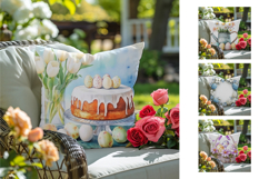 Watercolor Easter Wreath Pillow, Easter Pillow Designs Product Image 2