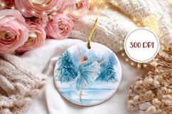 Christmas Ballerina Round Ornament, Winter Ornament Design Product Image 2