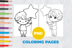 Cute boy with a star Coloring Pages | Coloring book Product Image 1
