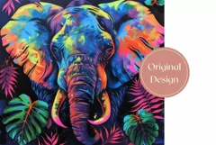 Colorful Elephant Tumbler Wrap, Tropical Leaves Tumbler PNG Product Image 2