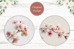 Sakura Car Coaster, Watercolor Flowers Round Coasters PNG Product Image 2