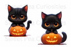 Black Cat, Halloween, Ephemera, PNG, watercolor, Clipart Product Image 2