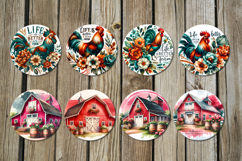 Bautiful farmhouse | 8 Round earring Sublimation designs Product Image 2