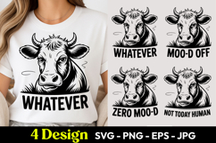 Cow Whatever Mood Off SVG PNG Product Image 1