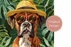 Tropical Tumbler Wrap Design, Boxer Dog Tumbler Template Product Image 2
