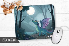Colorful Dragon in a Moonlit Forest Mouse Pad PNG Design Product Image 1