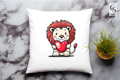 Cute Lion Holding Heart Clipart Sublimation PNG Product Image 3