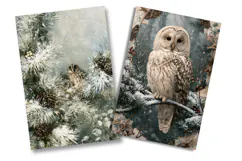 Winter Owl Woodland Junk Journal Pages Product Image 2