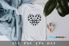 Little sister svg| Lil sis svg file|Hearts svg Product Image 1