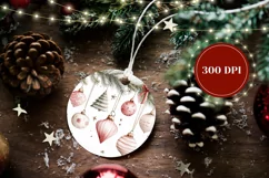 Watercolor Christmas Baubles Ornament, Winter Ornament Print Product Image 2