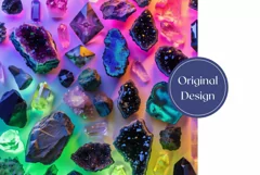 Neon Gemstones Tumbler Design, Colorful Minerals Tumbler Product Image 2