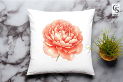 Coral Peony Flower Watercolor Clipart Sublimation PNG Product Image 3