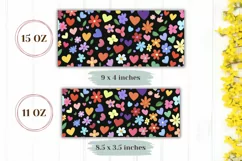 Cartoon Flowers Mug Wrap Design, Cute Flowers Mug Template Product Image 2