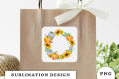Watercolor Autumn Pumpkins Wreath png Product Image 2