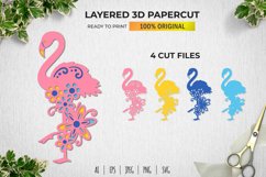 3D Floral Flamingo Layered Papercut SVG for Crafters Product Image 2