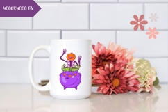 Hand Drawn Halloween Witch Cauldron Illustration, Skull PNG Product Image 2