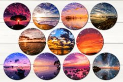 Sunrise &amp; sunset | 11 Round earring Sublimation designs, PNG Product Image 2