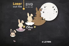 Bunny girl Baby Name Sign SVG Laser cut file for Glowforge Product Image 3