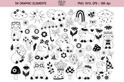 Capybara Clipart Set, Black Spring Png, Groovy Summer Svg Product Image 2