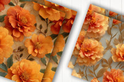 Orange Floral Digital Paper Product Image 2