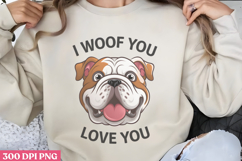 I woof you. Love you PNG, Sarcastic Cartoon Dogs Sublimation Product Image 1