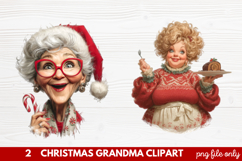 Christmas Grandma Clipart | Cute Holiday Granny PNG Illustra Product Image 1