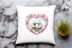 Cute Bear Couple in Floral Heart Clipart PNG Product Image 2