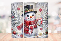 Christmas Snowman 20 OZ Skinny Tumbler Wrap Sublimation Png. Product Image 2